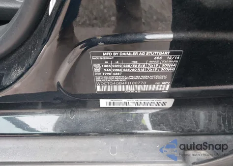 2015 Mercedes-Benz Gla 250 4Matic из США, поврежденный, VIN WDCTG4GB4FJ100770